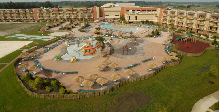 Cool off or catch some rays at the 77,000 sq. ft. outdoor waterpark at Kalahari Resort in Sandusky, Ohio. 